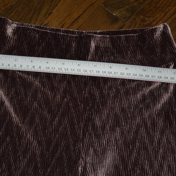 Crushed Velvet Textured Velour Stretch Flare Pants~muted berry~XS~NWOT - Picture 2 of 6